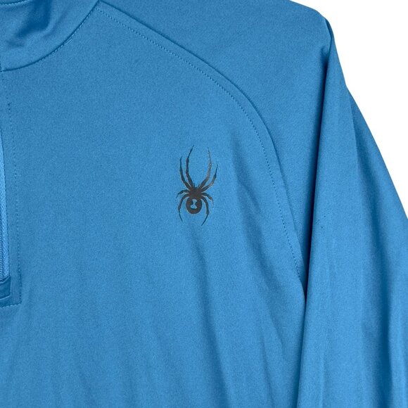 Spyder Linear Shirt Kids L Blue & Neon Spider Print Half-Zip Long Sleeves - Picture 6 of 12